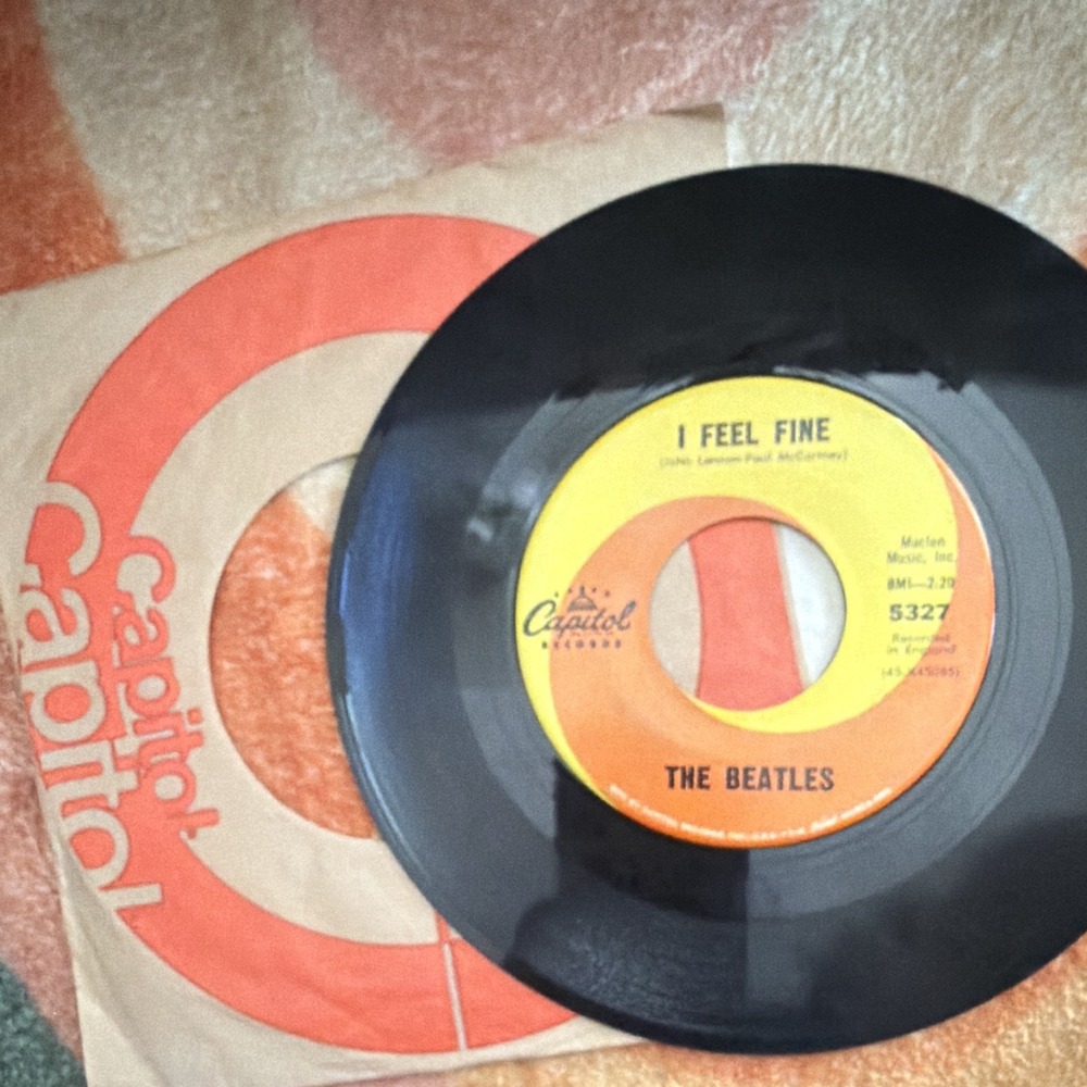 The Beatles Capitol 5327 45 RPM Vinyl "I Feel Fine" / "She's A Woman" vtg record